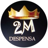 Corona dorada sobre texto estilizado “2M DESPENSA” en un círculo oscuro.