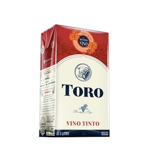 Caja de Toro Vino Tinto, tinto y blanco, con logo del toro, 1 litro, argentino.