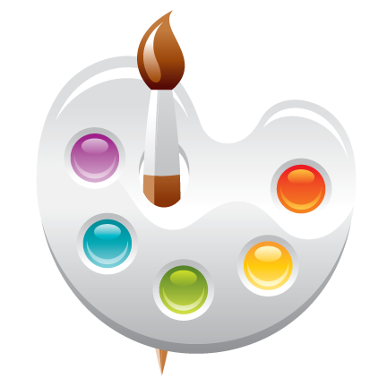 A painting palette with a brush on top of it