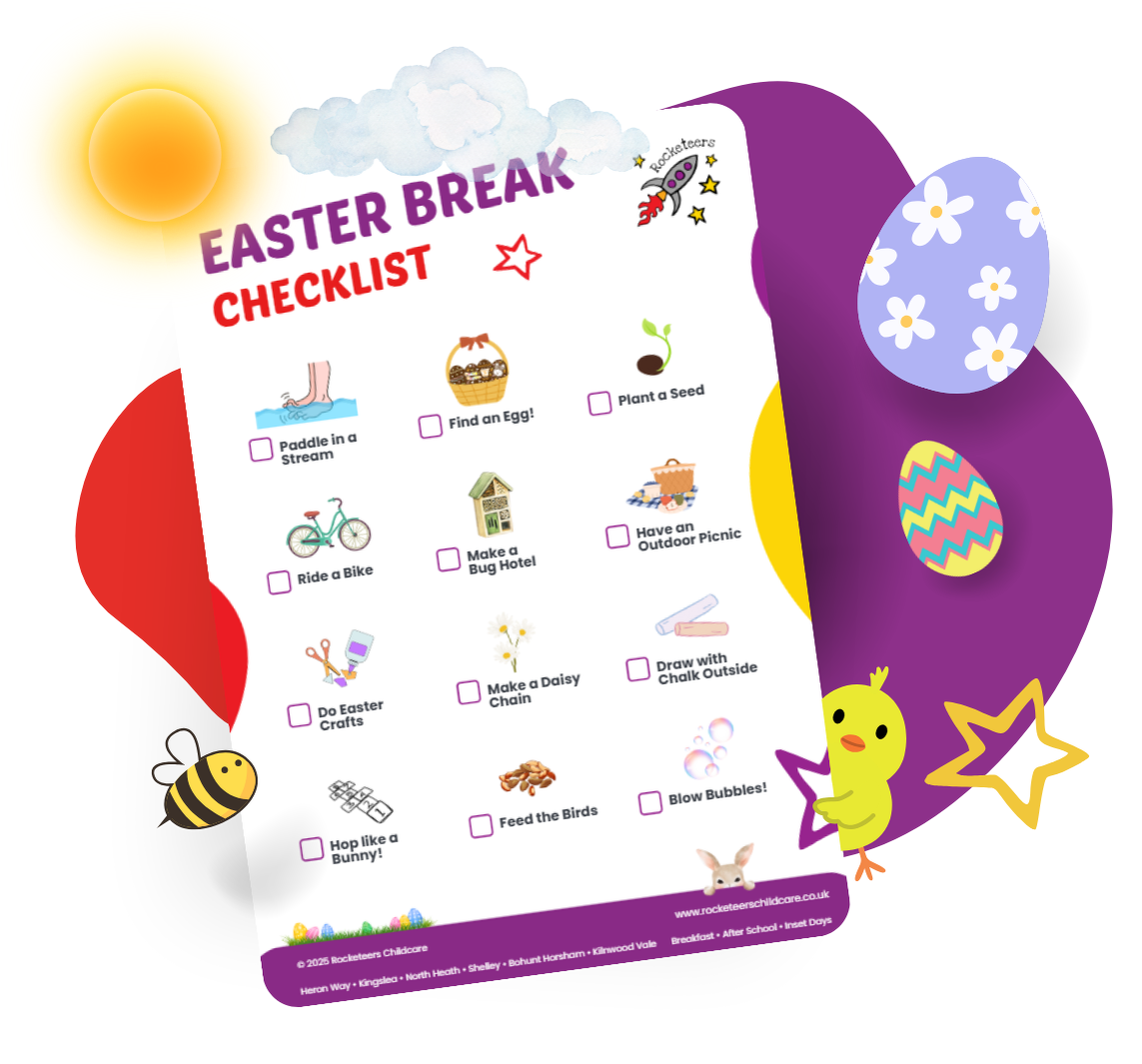 An early spring checklist with a bee and a star on it.