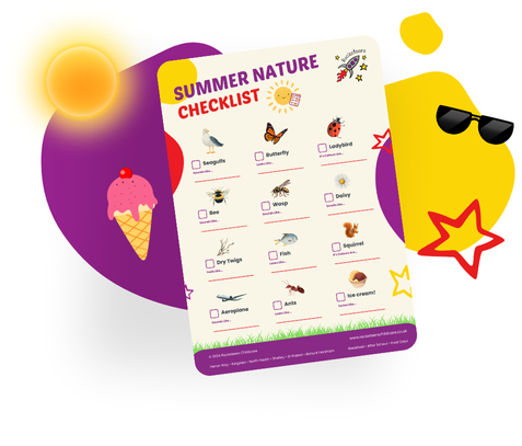 A summer nature checklist is sitting on top of a table.