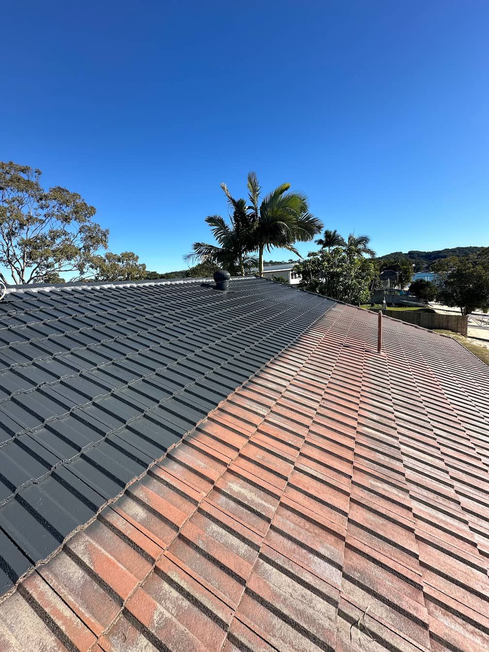 A half painted roof in Tugun on the Gold Coast