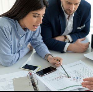 Business meeting with financial advisor