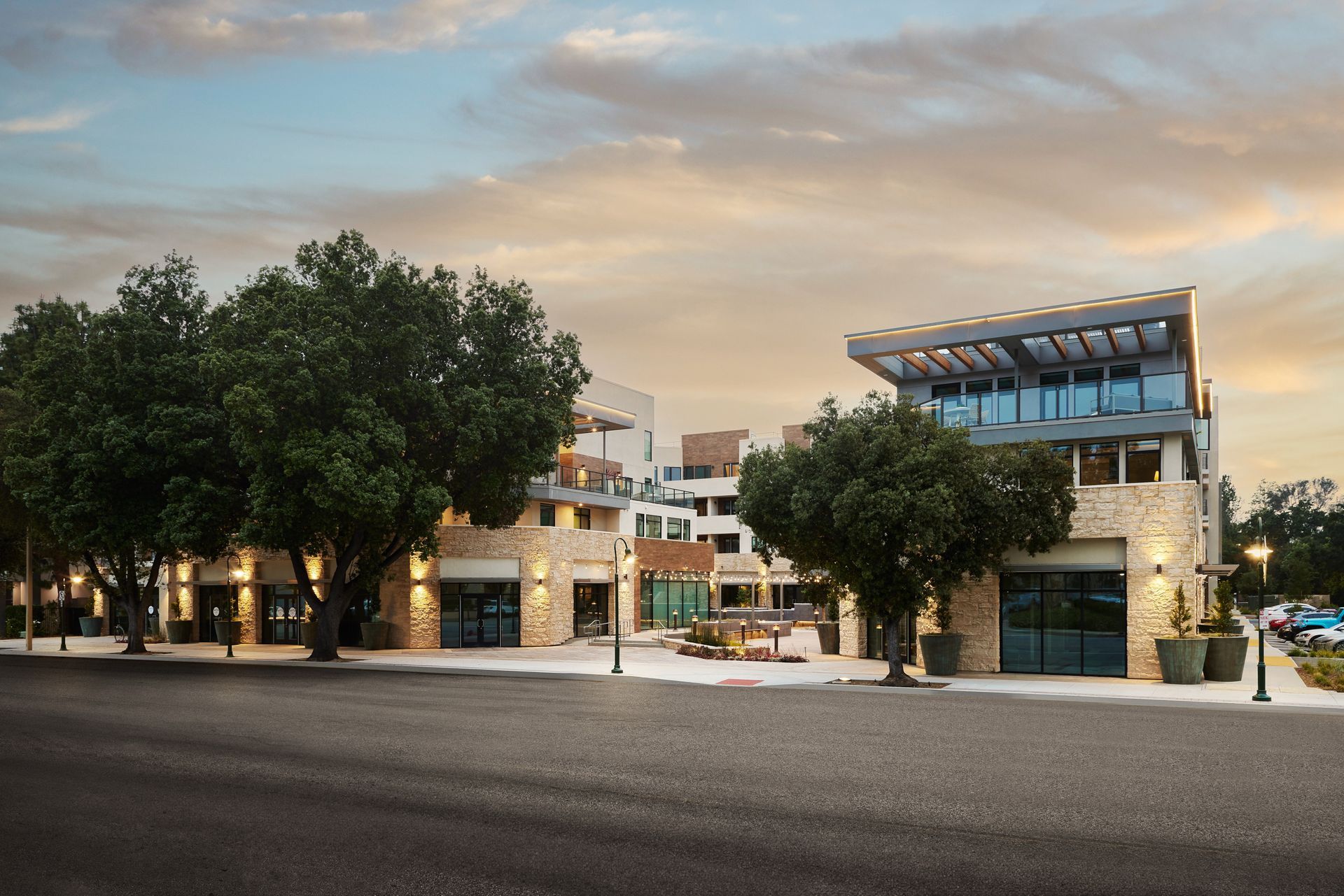 Santal Thousand Oaks exterior on tree lined street.