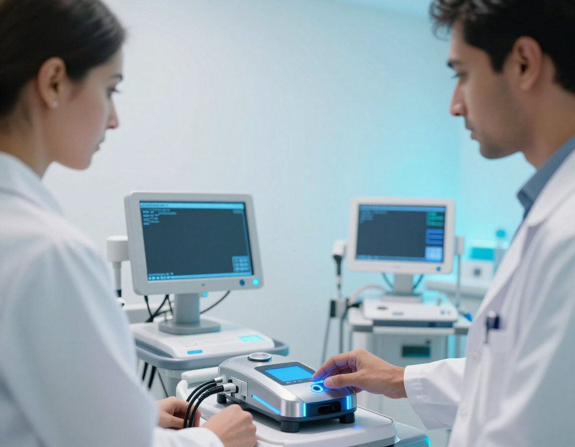 Equipo de neuromodulación preparado para una sesión de EMT