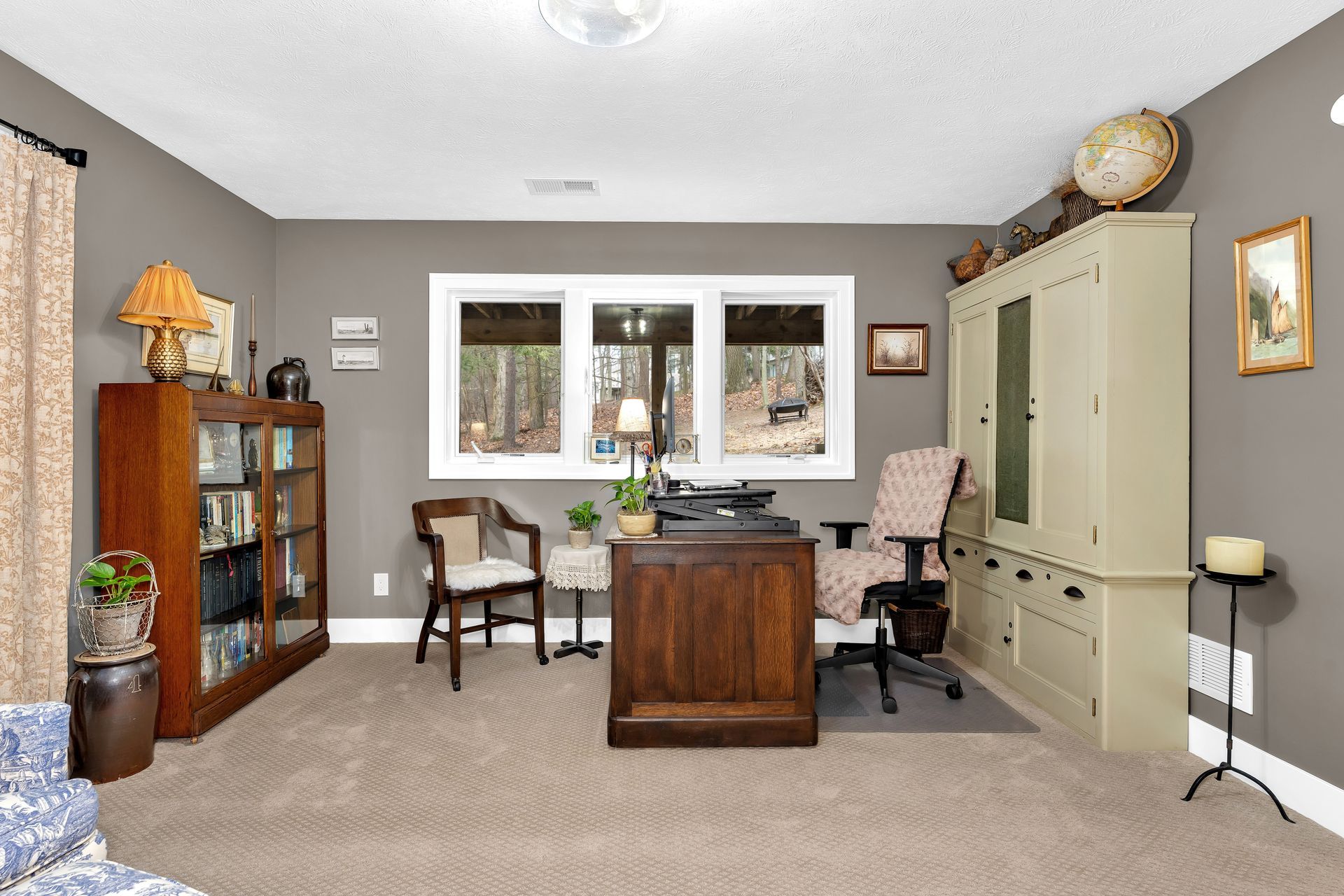 home office in remodeled basement