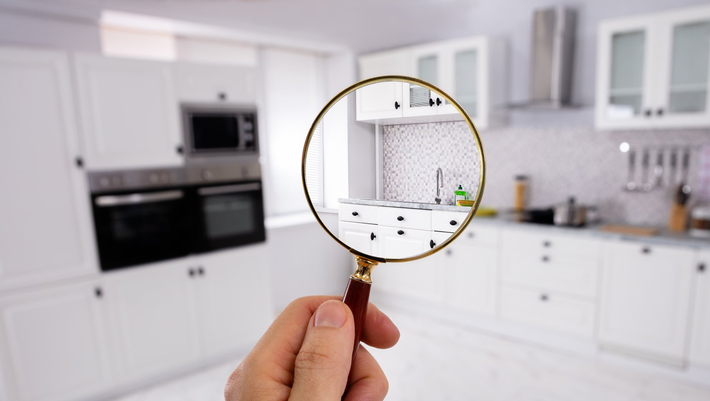 inspecting kitchen for flaws