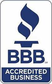 BBB Accredited Business logo: blue flame over the letters