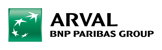 Het logo van de arval bnp paribas groep is groen en wit.