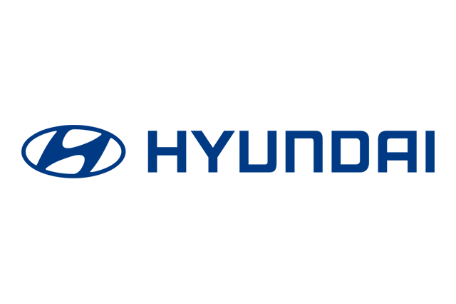 Hyundai logo: Blue oval with slanted