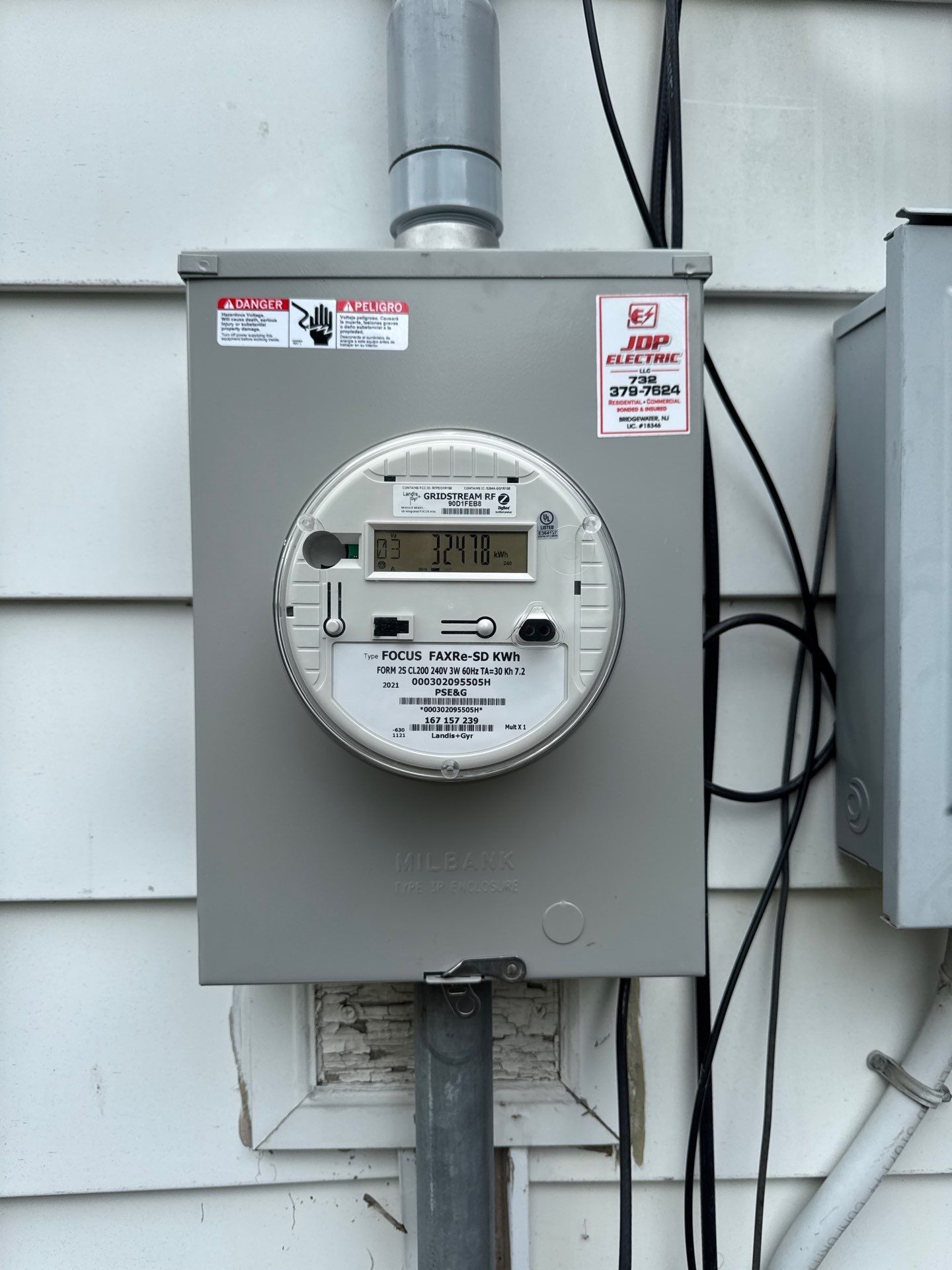 New exterior meter pan and conduit installation in Middlesex NJ by JDP Electric, part of a 200 amp service upgrade.