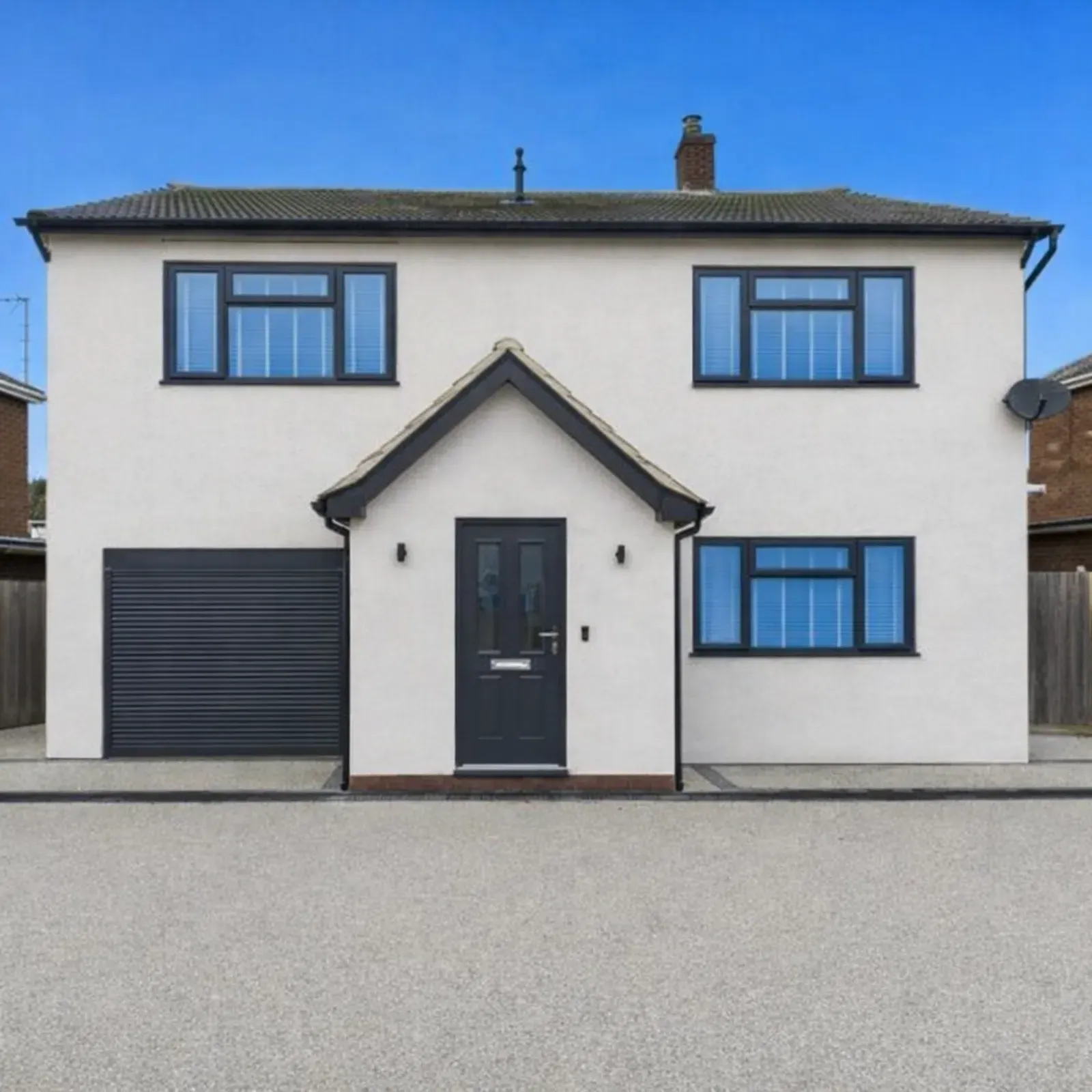 House with monocouche rendering completed
