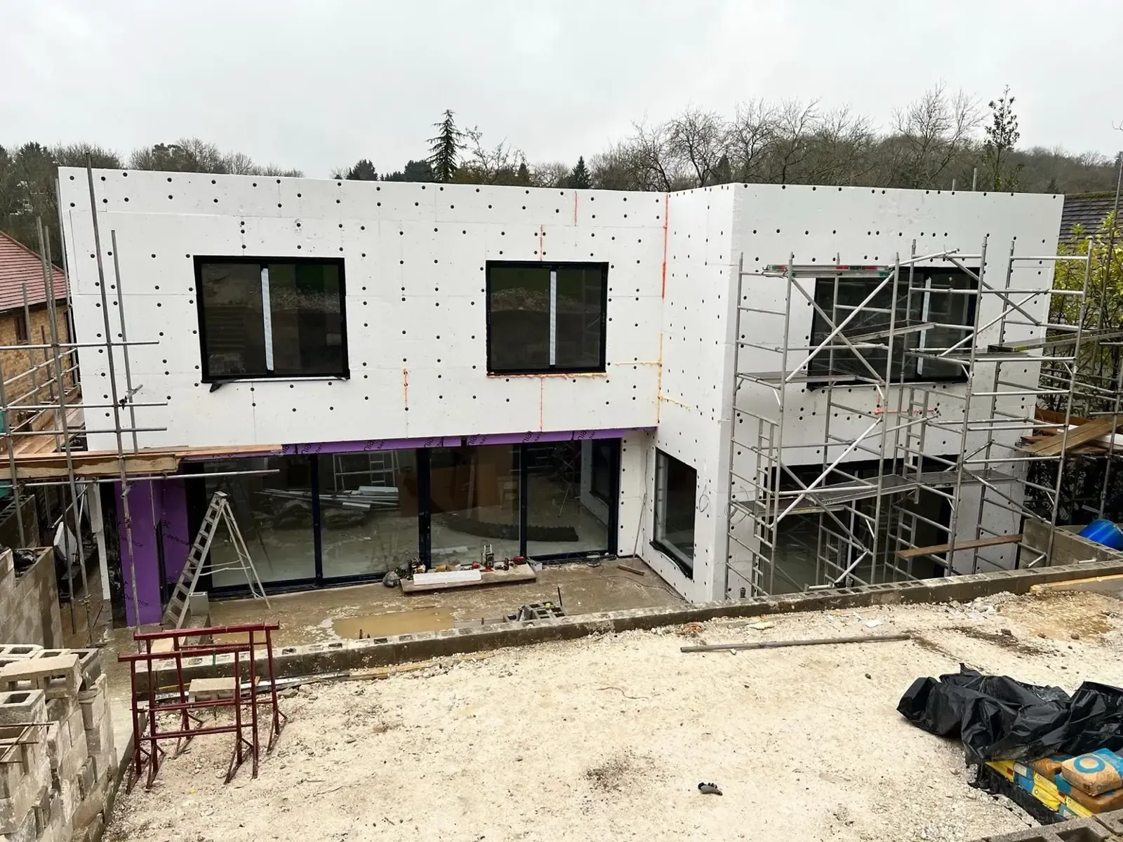 External wall insulation (EWI) installation on a house in Essex