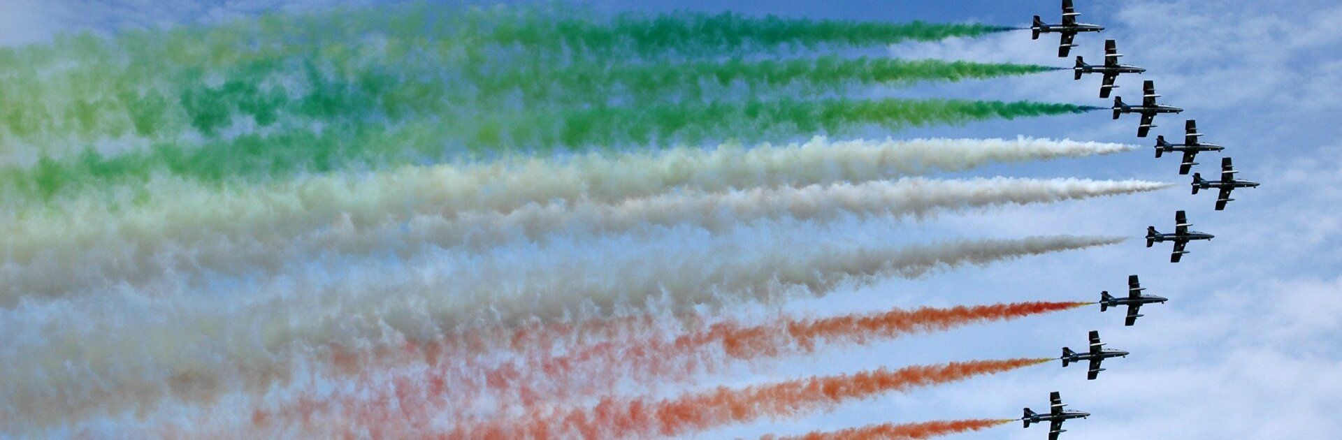 Frecce Tricolori Acrobatic Group at the airshow in Rivanazzano, Italy