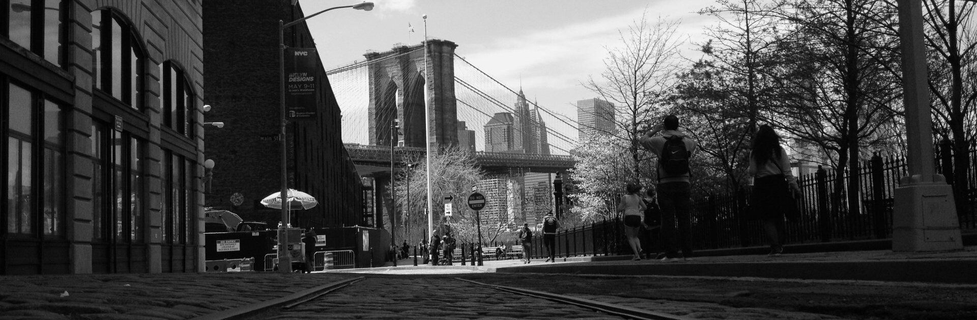 Brooklyn Bridge seen from Dumbo neighborhood, New York, US