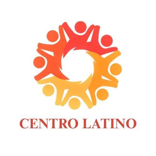 CENTRO LATINO logo with orange-red people circling a bright center and text below