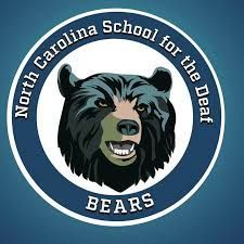 North Carolina School for the Deaf Bears logo with a snarling bear head in a blue circle