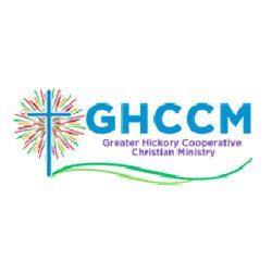 GHCCM logo with colorful cross, blue text, and green swoosh for Greater Hickory Cooperative Christian Ministry