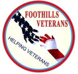 Foothills Veterans logo with stars-and-stripes eagle paw and “Helping Veterans” text