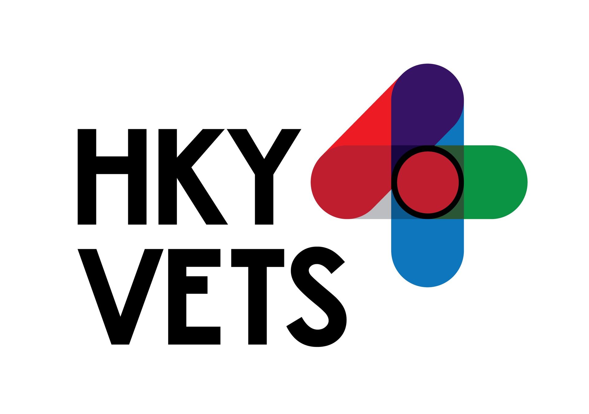 HKY VETS logo with black text and a colorful medical cross icon