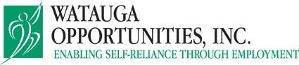 Watauga Opportunities, Inc. logo with green icon and black text, plus tagline “Enabling self-reliance through employment.”