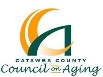 Catawba County Council on Aging logo with green and gold abstract leaf shape