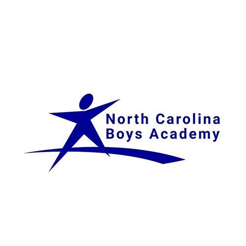 North Carolina Boys Academy logo with blue stylized figure and text on white background