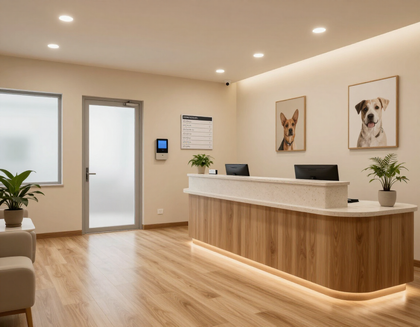 Calm veterinary clinic interior