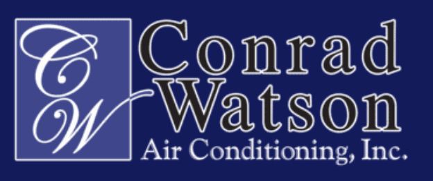 Logo for Conrad Watson Air Conditioning, Inc. with a blue background, a "CW" in a blue square and text.
