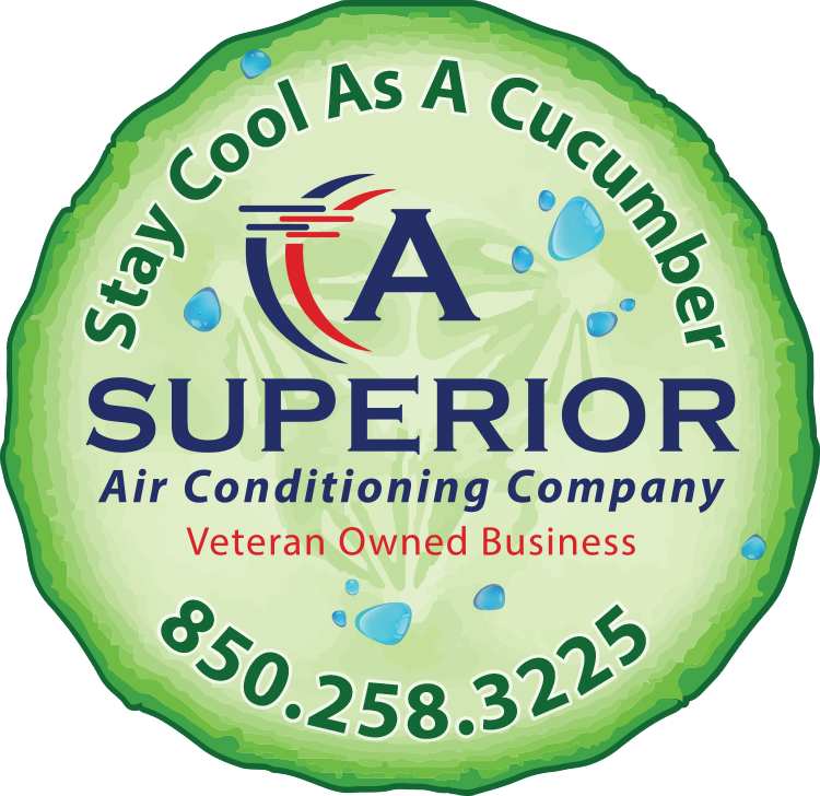 Logo for Superior Air Conditioning Company, shaped like a cucumber slice
