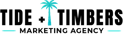 TIDE + TIMBERS black logo text on a white background