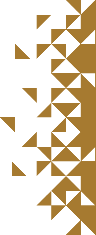 Abstract design of gold triangles against white.