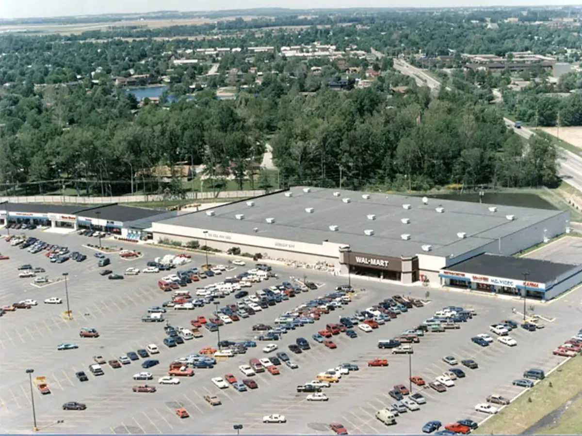 An arieal view of Clifty Crossing shopping center in Columbus, IN