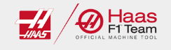 the haas f1 team logo is red and white on a white background .