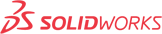 a red solidworks logo on a white background .