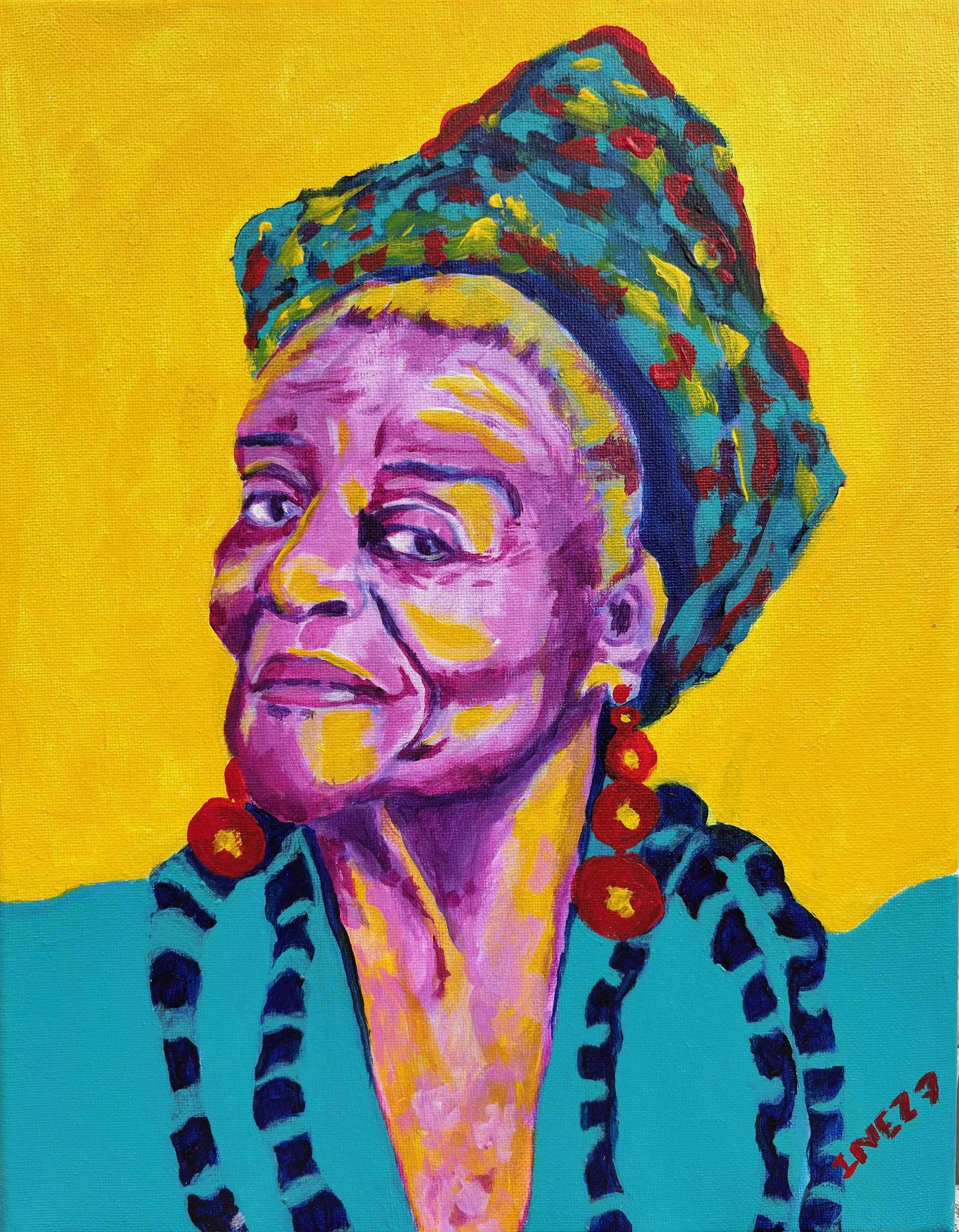 Faith Ringgold, portrait, heroines, heroes, acrylic, women, artist, original art by Inez
