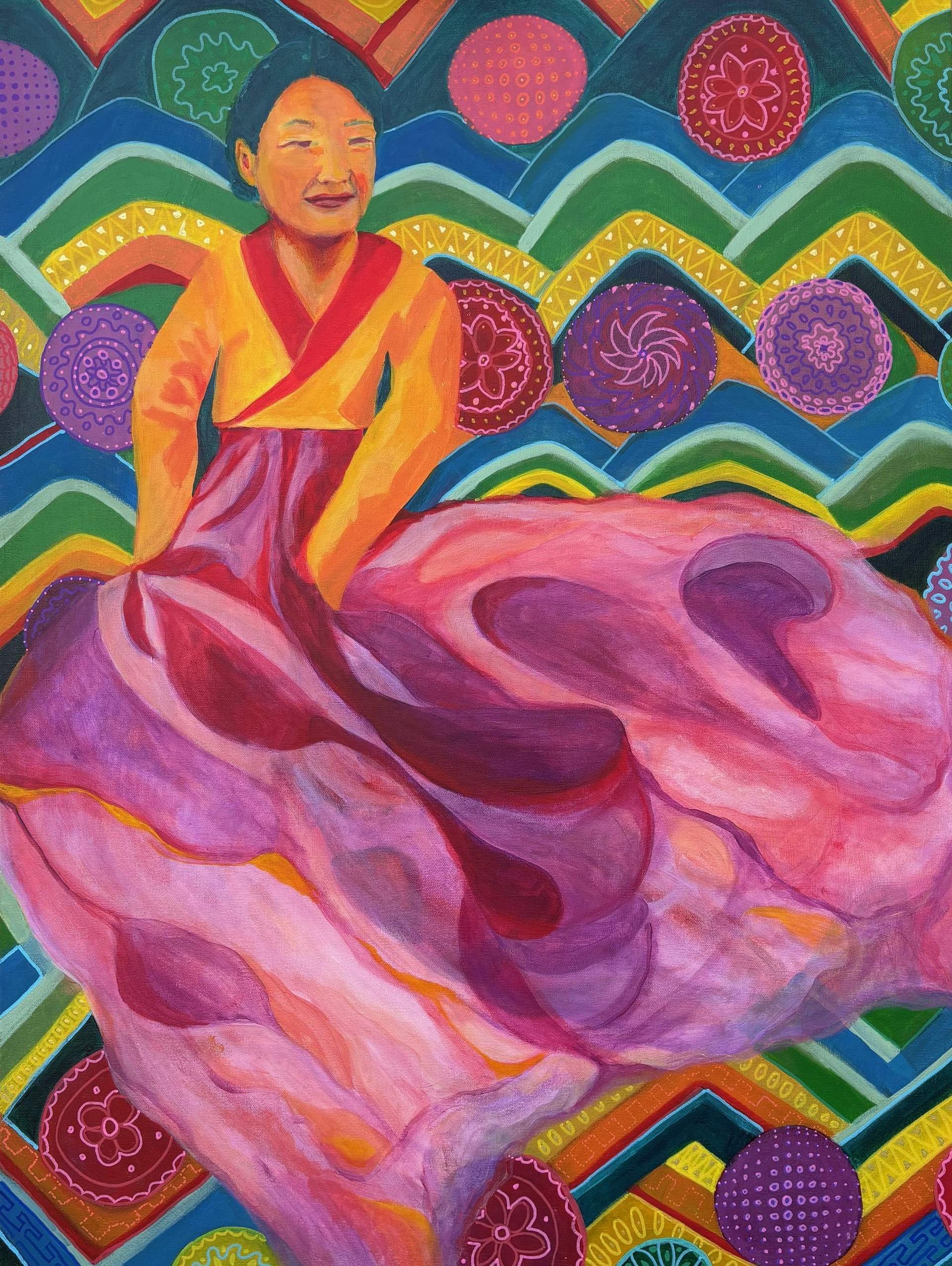 girl in hanbok, fine art by Inez, inez artist, contemporary art