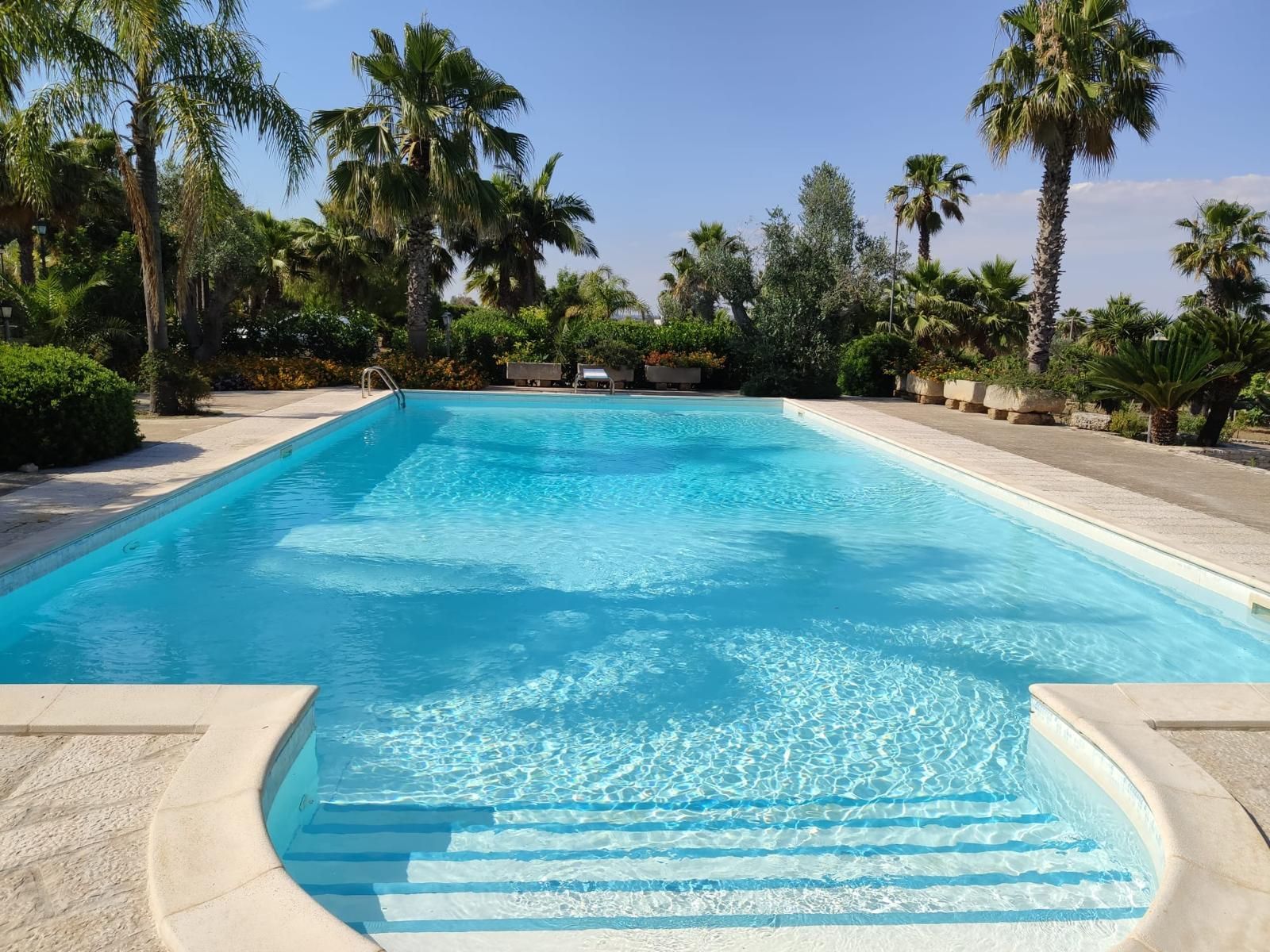 piscina interrata con skimmer in giardino 15x8