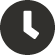Ein Uhrensymbol in einem schwarzen Kreis auf weißem Hintergrund.