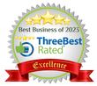 A seal that says best business of 2024 three best rated albertus josef exterior cleaning excellence