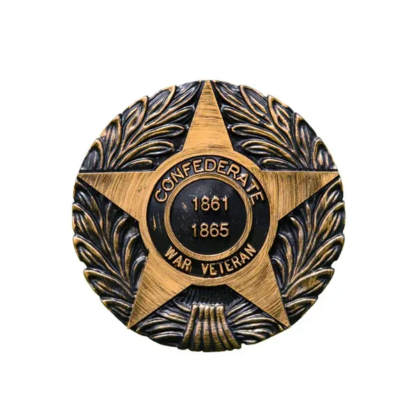 Confederate Veterans star medal with gold and black laurel design, dated 1861–1865