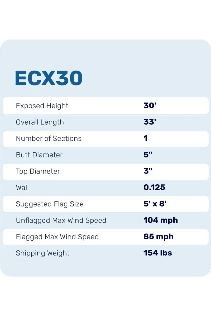 30ft Premium Flagpole - ECX30
