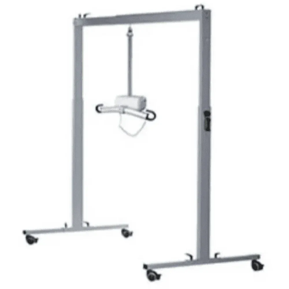 A picture of a portable lift with a motor attached to it.