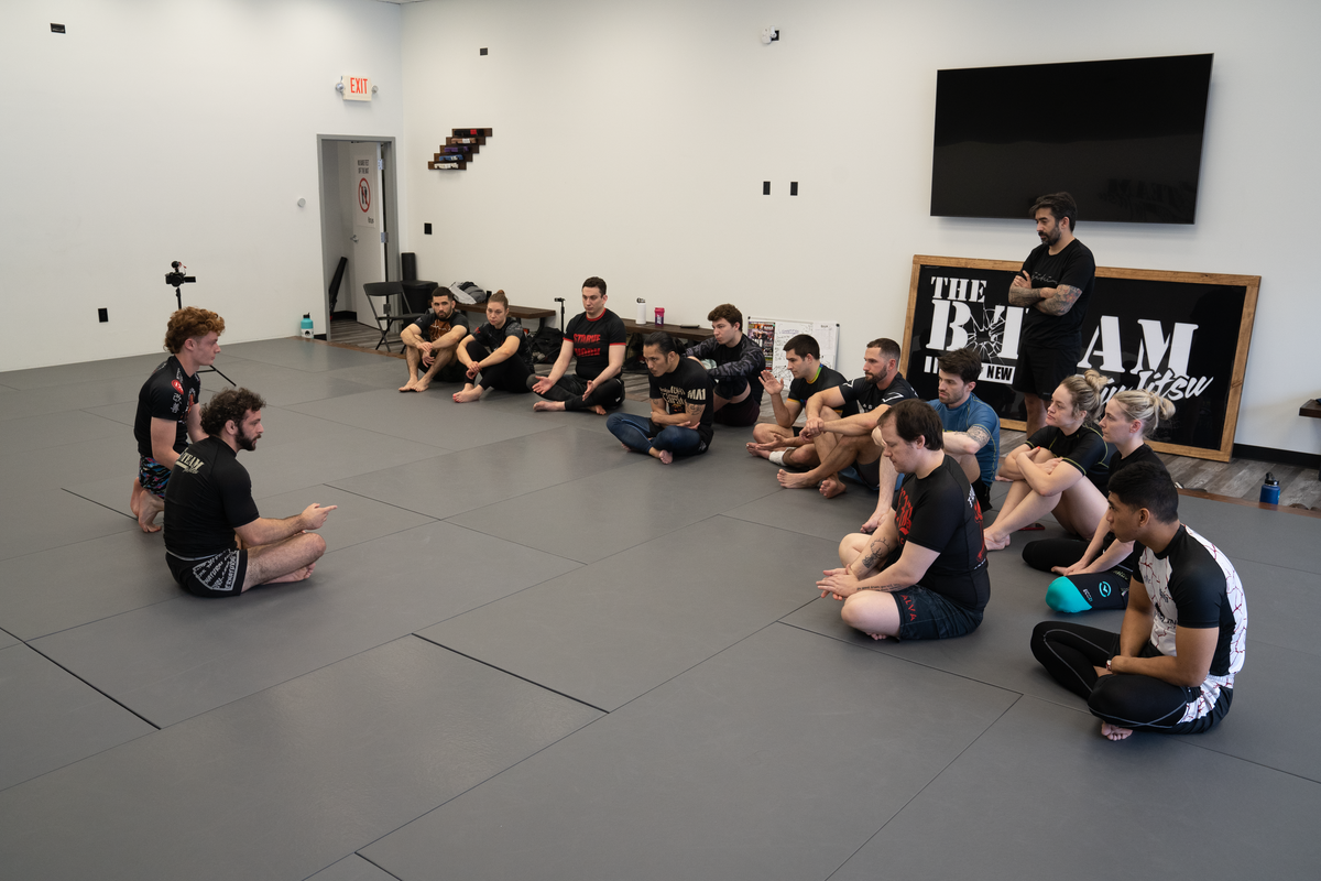 Adult students drilling Jiu Jitsu techniques at All in Jiu-Jitsu in Green Brook, NJ to build confidence