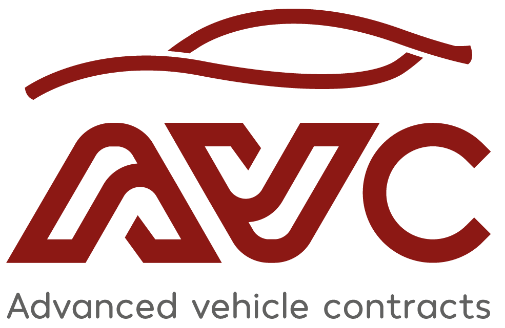 A red and white logo for advanced vehicle contracts