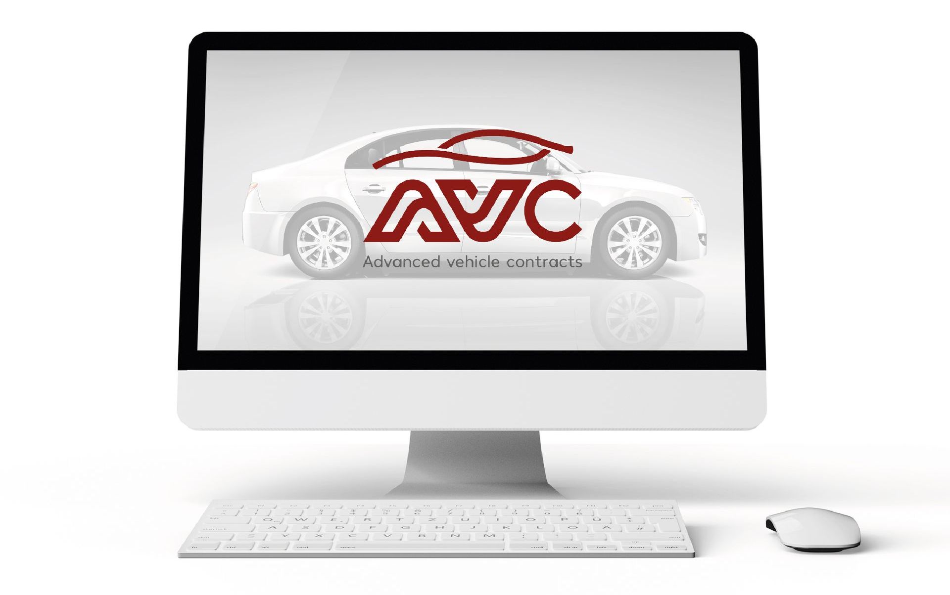 A computer monitor with a car on the screen.