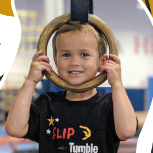 Young athlete practicing on rings at High Point Gymnastics Academy