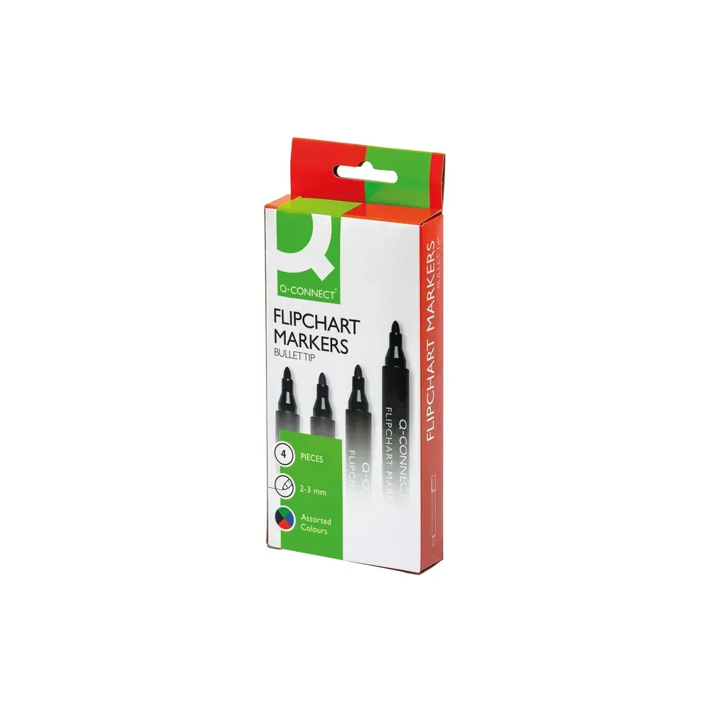 Flipchart marker pens 4 pack assorted colours Q Connect
