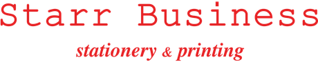 Starr Business logo with red text and the tagline “stationery & printing”