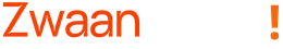Oranje tekst “Zwaan” met een uitroepteken op een witte achtergrond